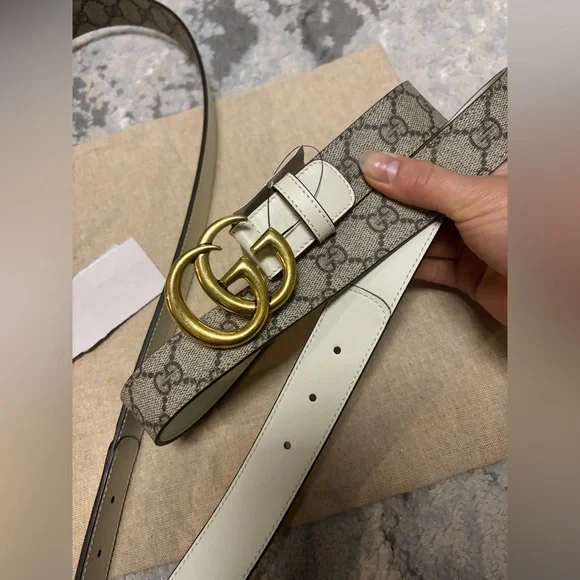 Gucci | Accessories | Gucci Gg Thin Marmont Belt In Beige Gg